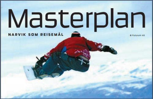 Illustrasjonsbilde forsiden av Masterplan for Narvik som reiselmål, fritt svev snowboard
